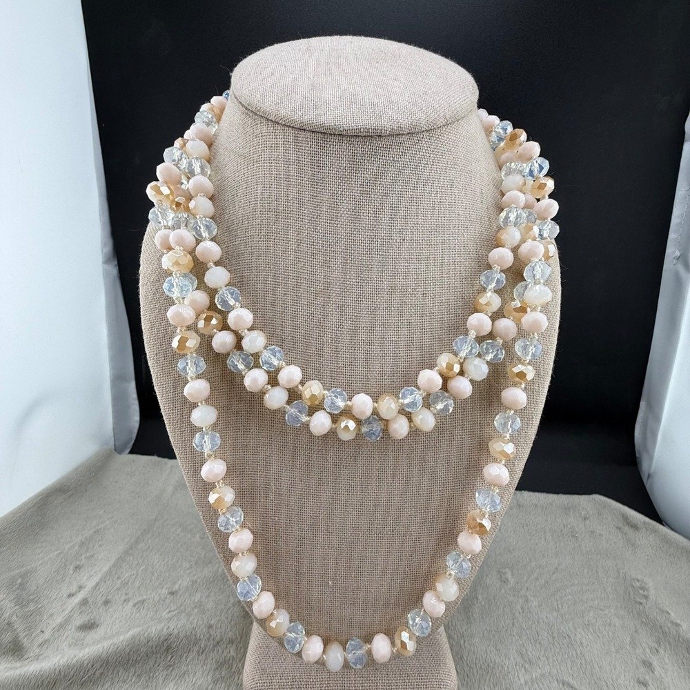 Modern Multi Wrap Necklace  AB Long Beaded Flapper Opera 50”